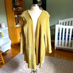 Soft Surrounds White Cardigan jacket with hood and pockets green chenille